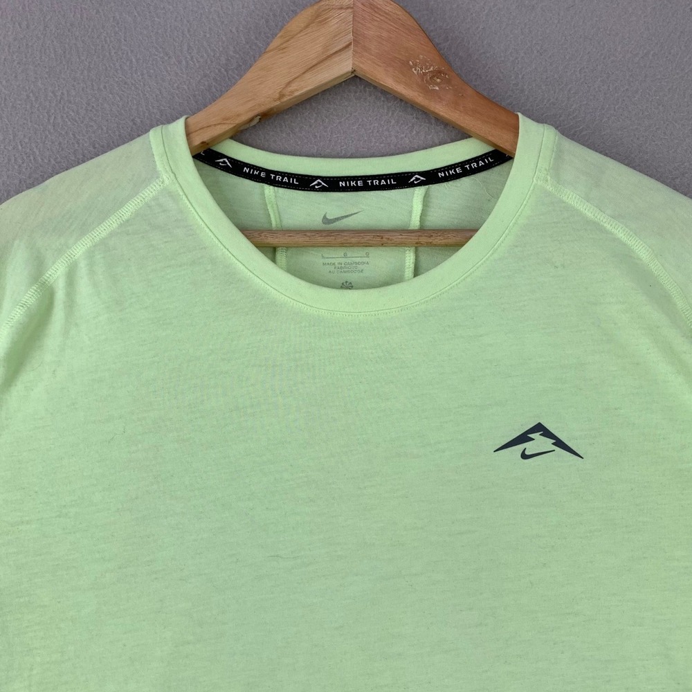 Nike‎ Trail Dri-FIT ADV T-Shirt Mens Large Lime Green Running Performance Tee